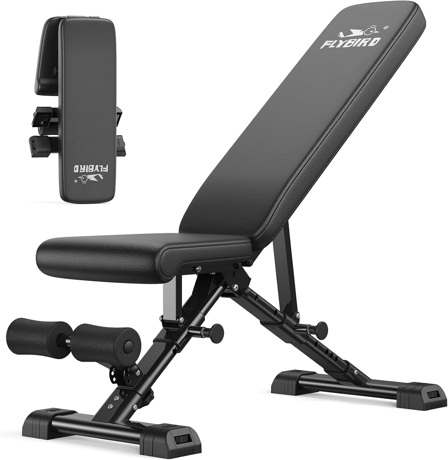 Home Gym Bench - ホームジム用調節可能なウェイトベンチ、頑丈な素材、ブラック、ASTM認定800LBS、90 ° to -30 ° FID、30インチ拡張背もたれ
