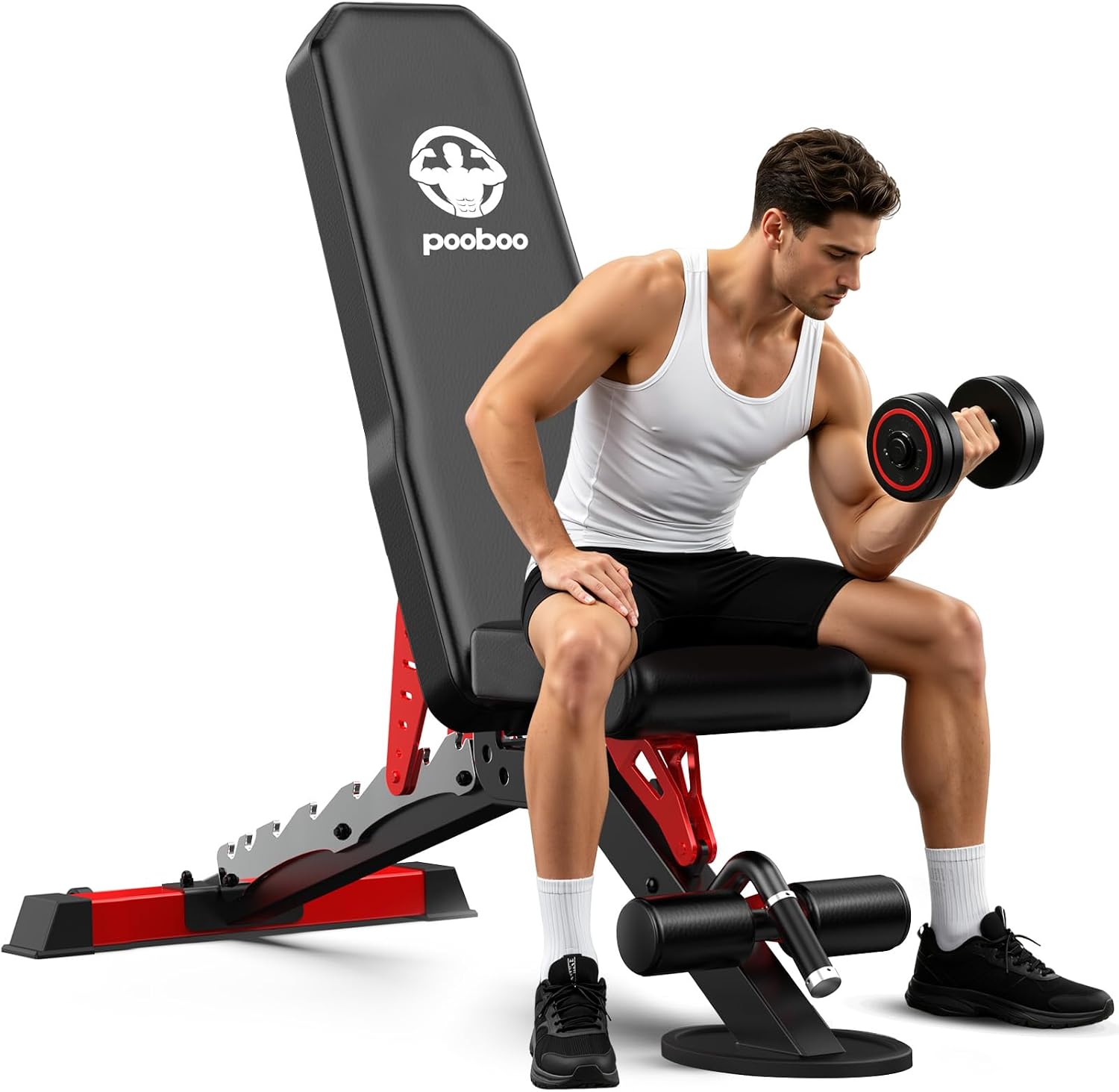 Home Gym Bench - 調整可能なウェイトベンチ、1500ポンドFIDベンチ、頑丈なスチールフレーム、多機能ホームジム