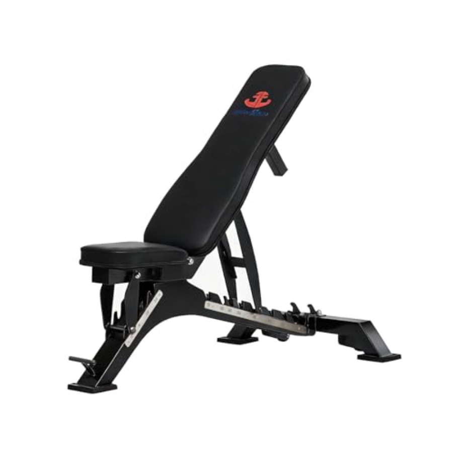 Home Gym Bench - ホームジム用調整可能なワークアウトベンチ、スチールフレーム、ブラック、耐荷重1300ポンド、7段階背もたれ調整