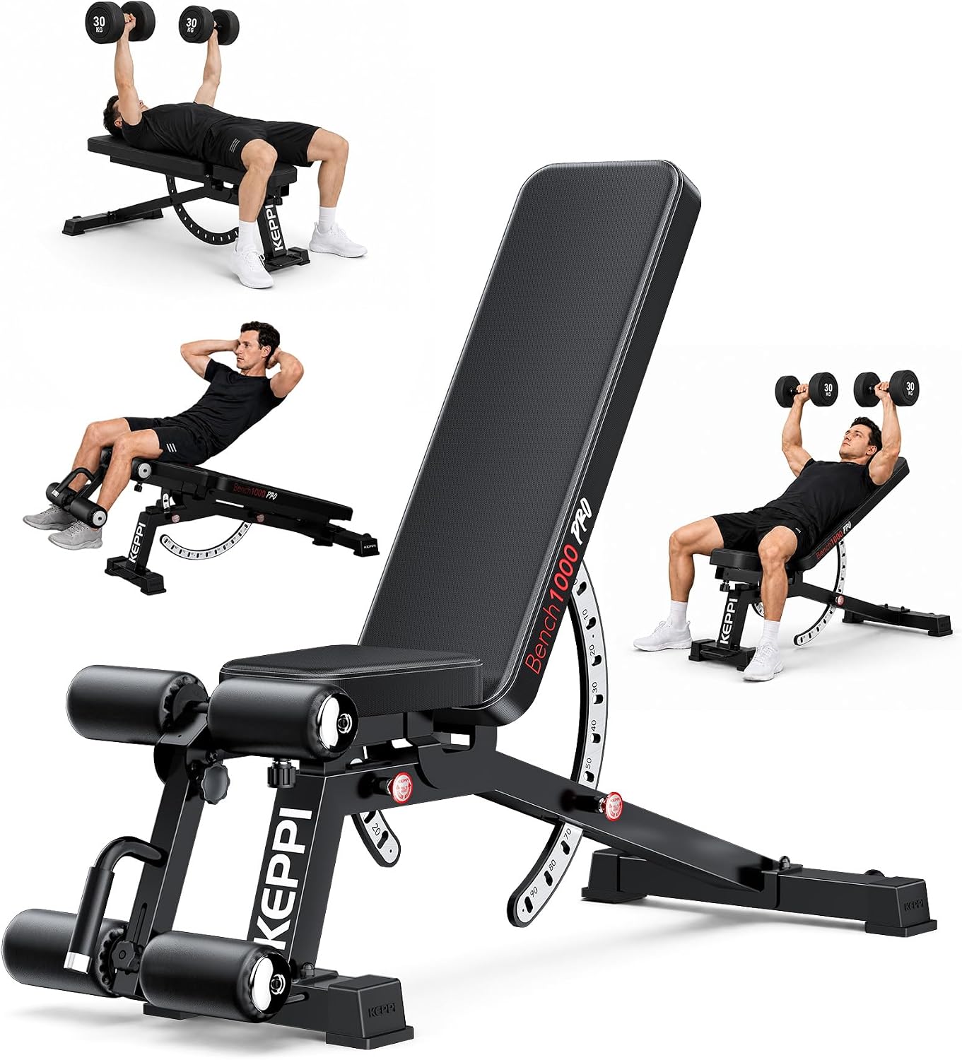 Home Gym Bench - 調整可能なウェイトベンチ 1200ポンド ヘビーデューティー、12+3段階の傾斜・下降調整、家庭用ジム向け業務用スチールフレーム