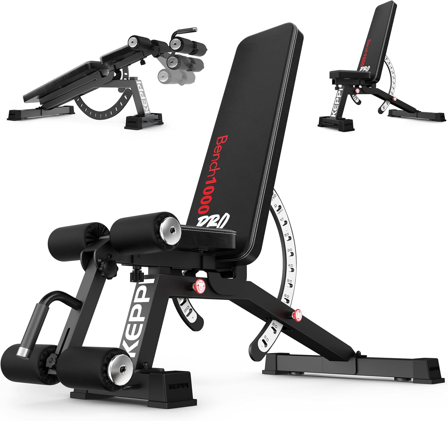 Home Gym Bench - ホームジム筋力トレーニングウェイトベンチ、スチール製、グレー色、耐荷重1200ポンド、取り外し可能なフットキャッチ