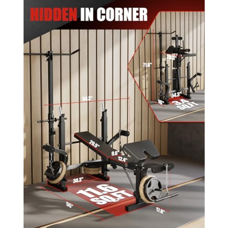ホームジム筋トレベンチセット：7-in-1調整可能なウェイト - Home Gym Weight Bench のレビューと価格