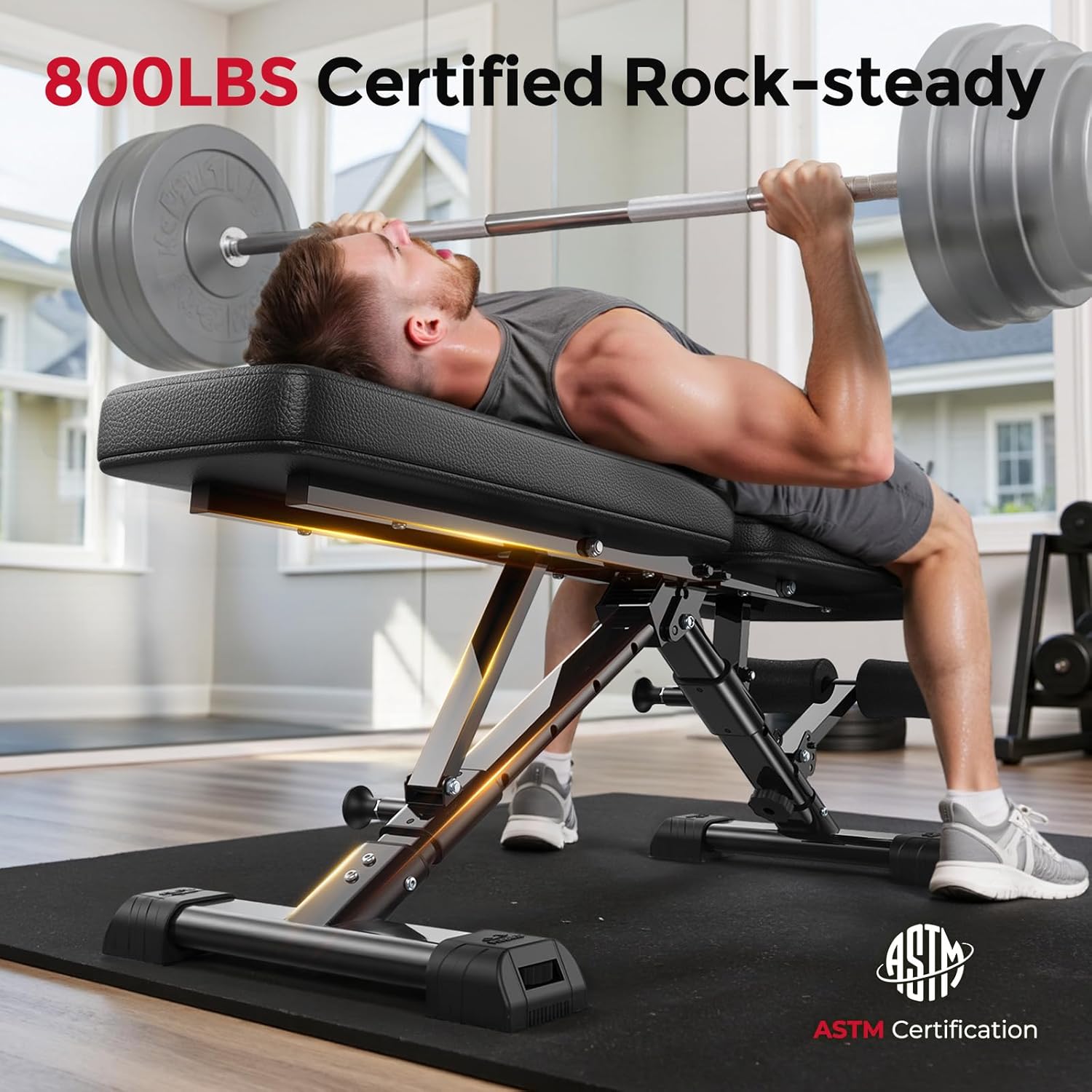 ホームジム用調節可能なウェイトベンチ、頑丈な素材、ブラック、 - Home Gym Bench のレビューと価格