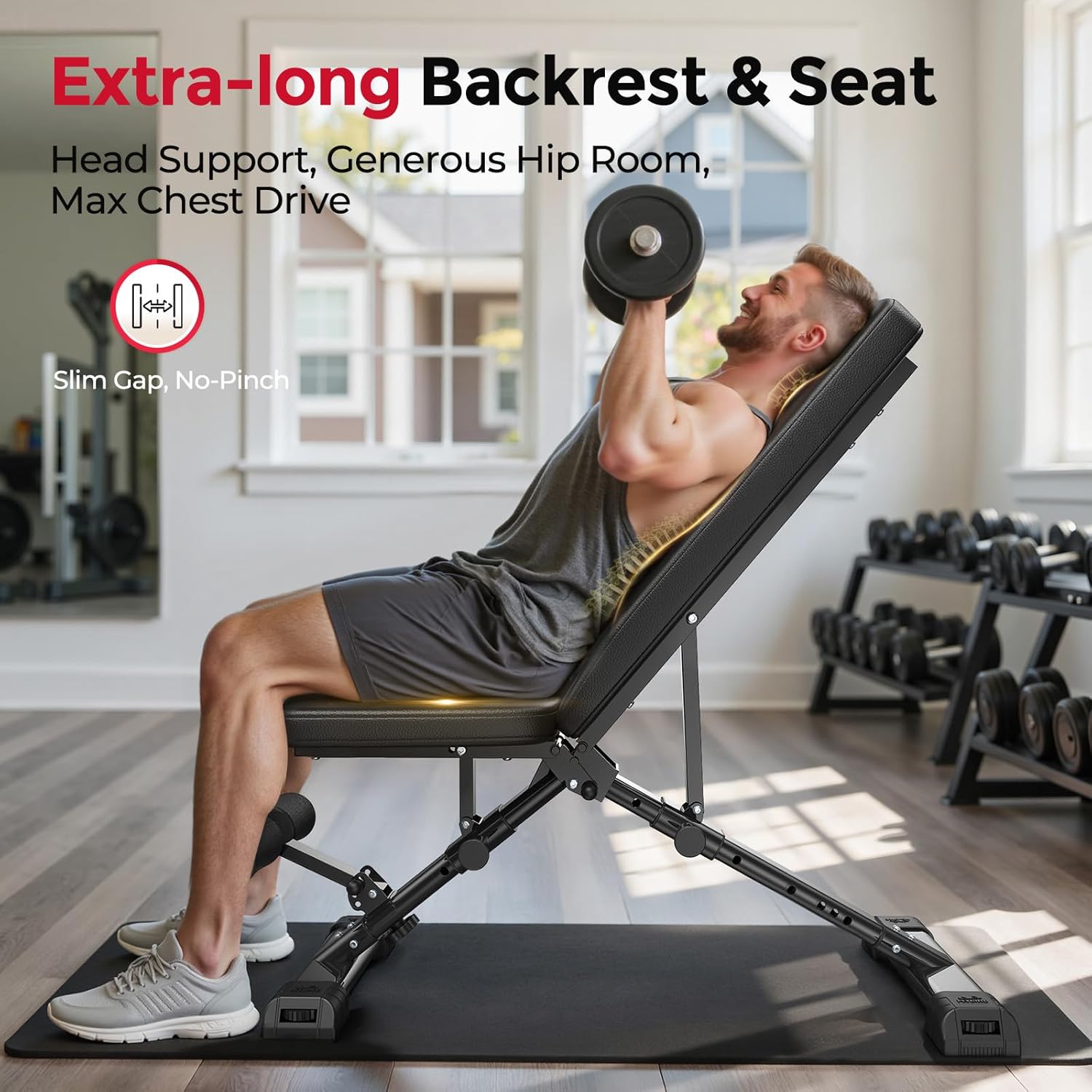 ホームジム用調節可能なウェイトベンチ、頑丈な素材、ブラック、 - Home Gym Bench のレビューと価格