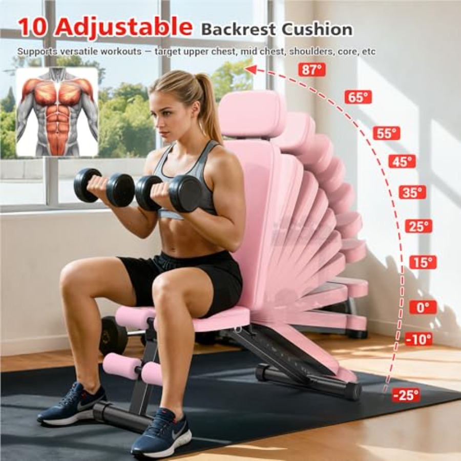 調節可能なウェイトベンチ、10段階の背もたれ付き、ホームジム - Home Gym Weight Bench のレビューと価格