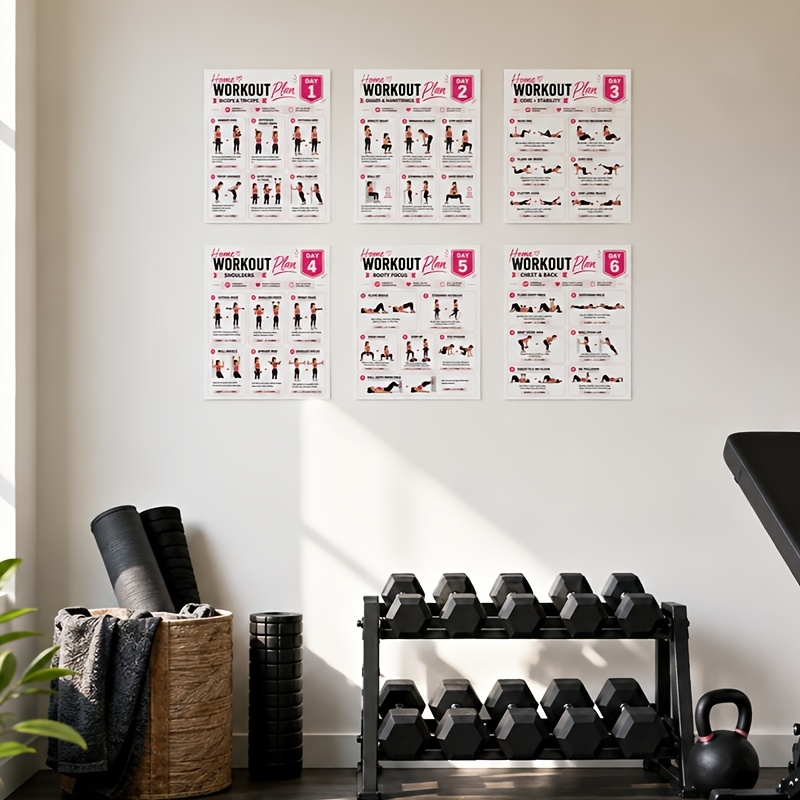 A4サイズのワークアウトシート6枚セット、フィットネスガイド - Home Gym Reviews のレビューと価格