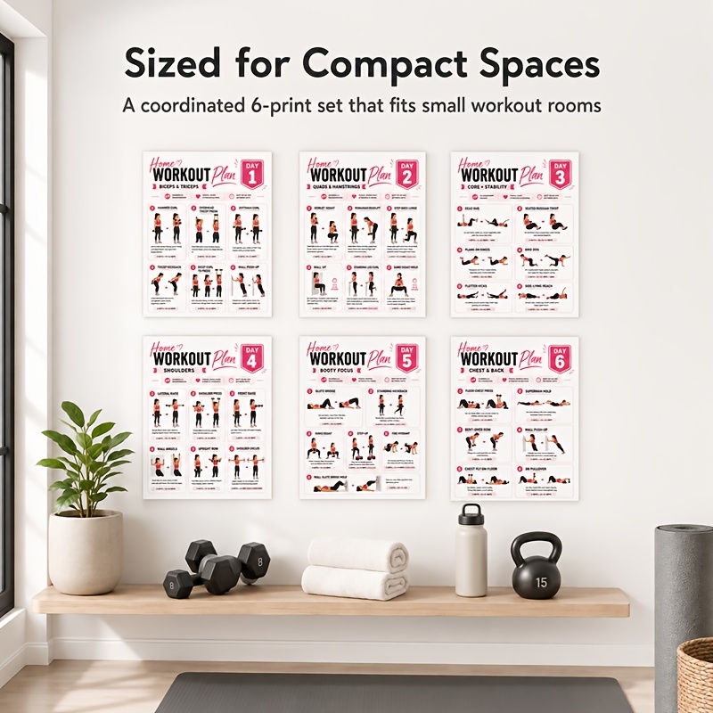 A4サイズのワークアウトシート6枚セット、フィットネスガイド - Home Gym Reviews のレビューと価格