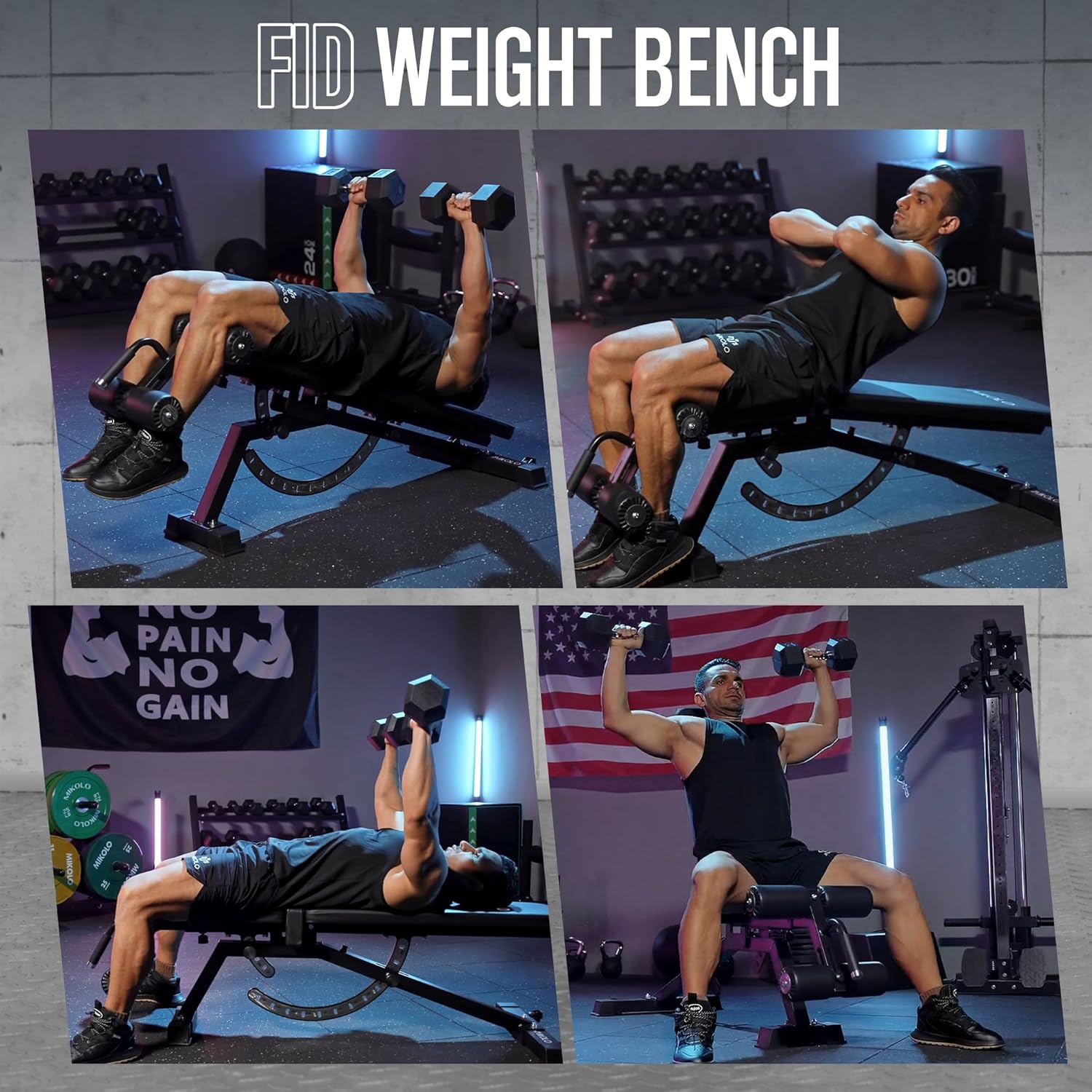 ホームジムウェイトベンチ - スチール製、黒色、耐荷重120 - Home Gym Bench のレビューと価格