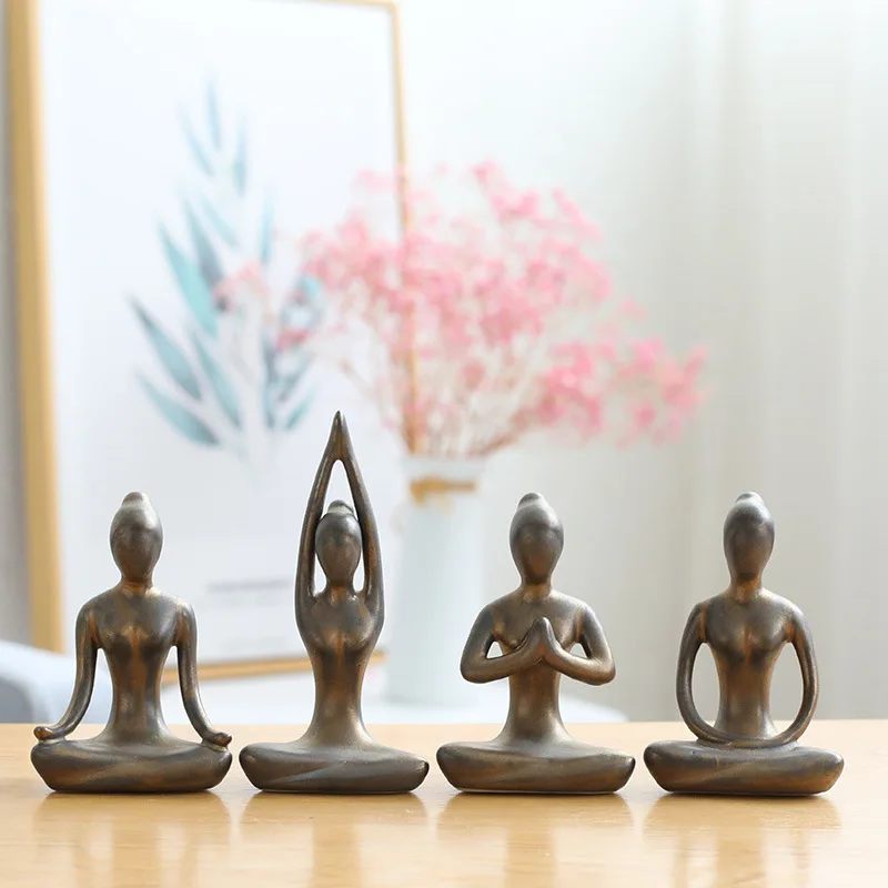 女性のための抽象的なヨガの装飾品,セラミックのオーナメント, - Home Gym Zen のレビューと価格