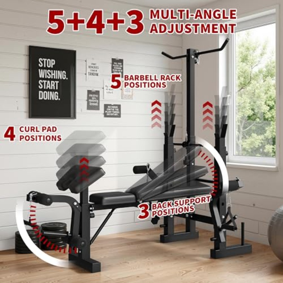 ホームジムウェイトベンチセット：スチールフレームブラック多機 - Home Gym Weight Bench のレビューと価格