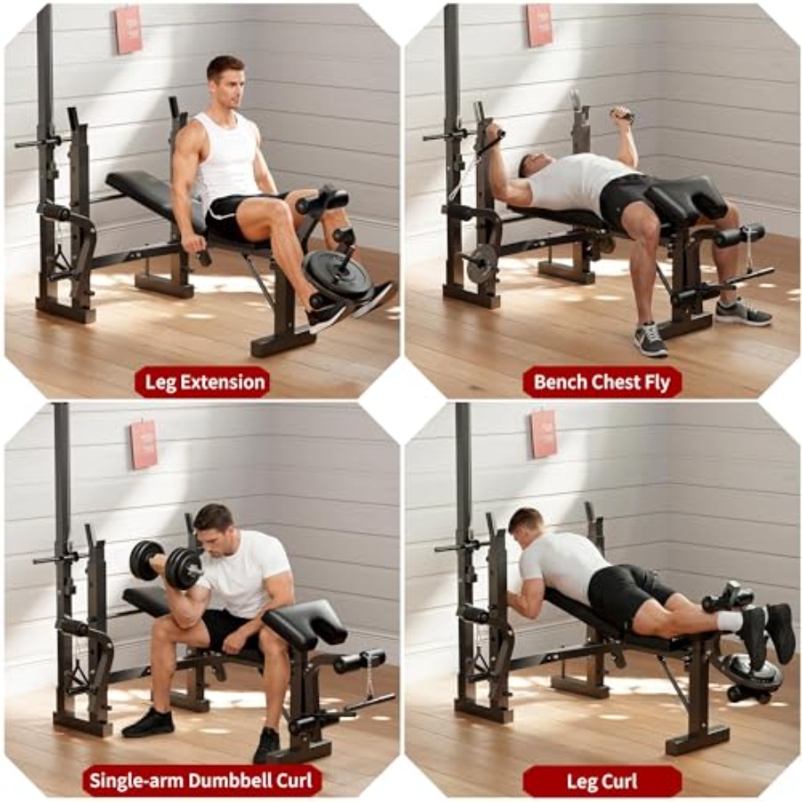 ホームジムウェイトベンチセット：スチールフレームブラック多機 - Home Gym Weight Bench のレビューと価格