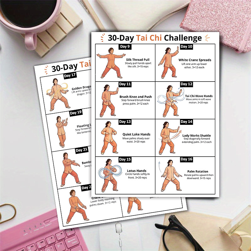 4枚組 30日間太極拳チャレンジワークアウトシートガイド、武 - Home Gym Reviews のレビューと価格