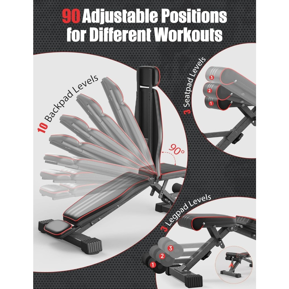 調整可能折りたたみ式ウェイトベンチ 660LBS ホームジム - Home Gym Weight Bench のレビューと価格